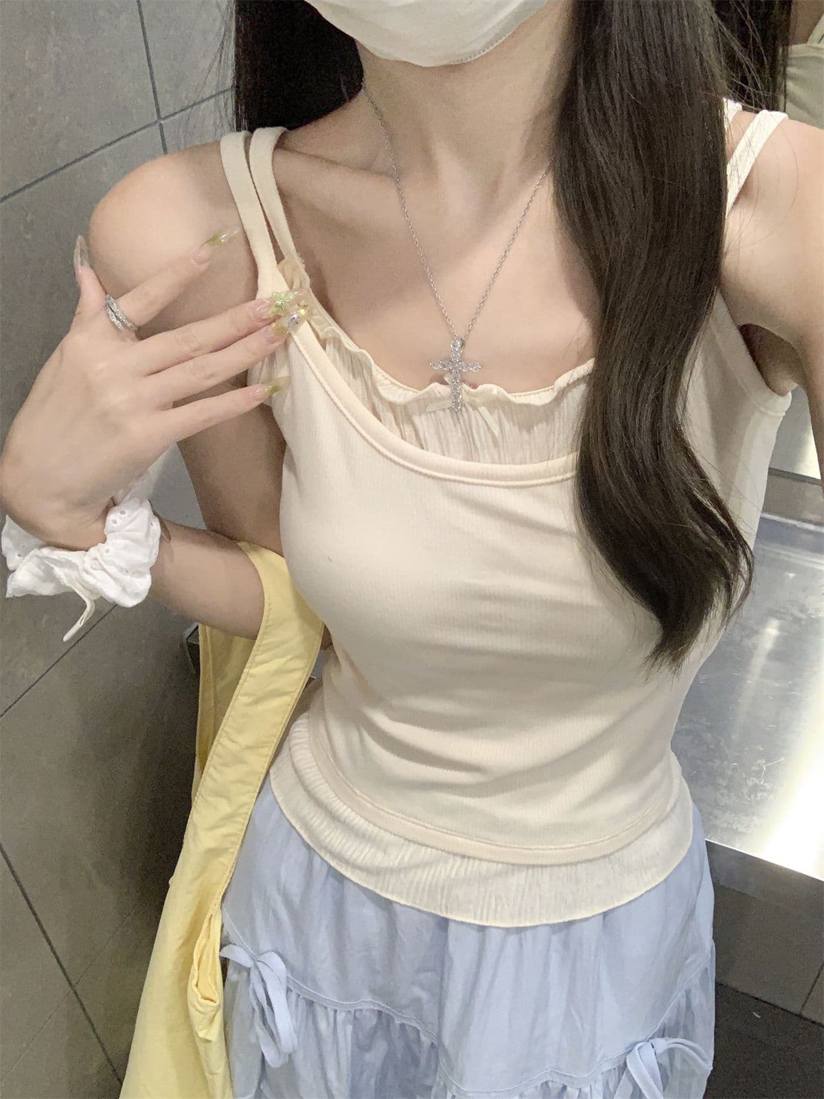 모달 원단 260 그램 페이크 레이어드 캐미솔 맨위 상세 이미지 11