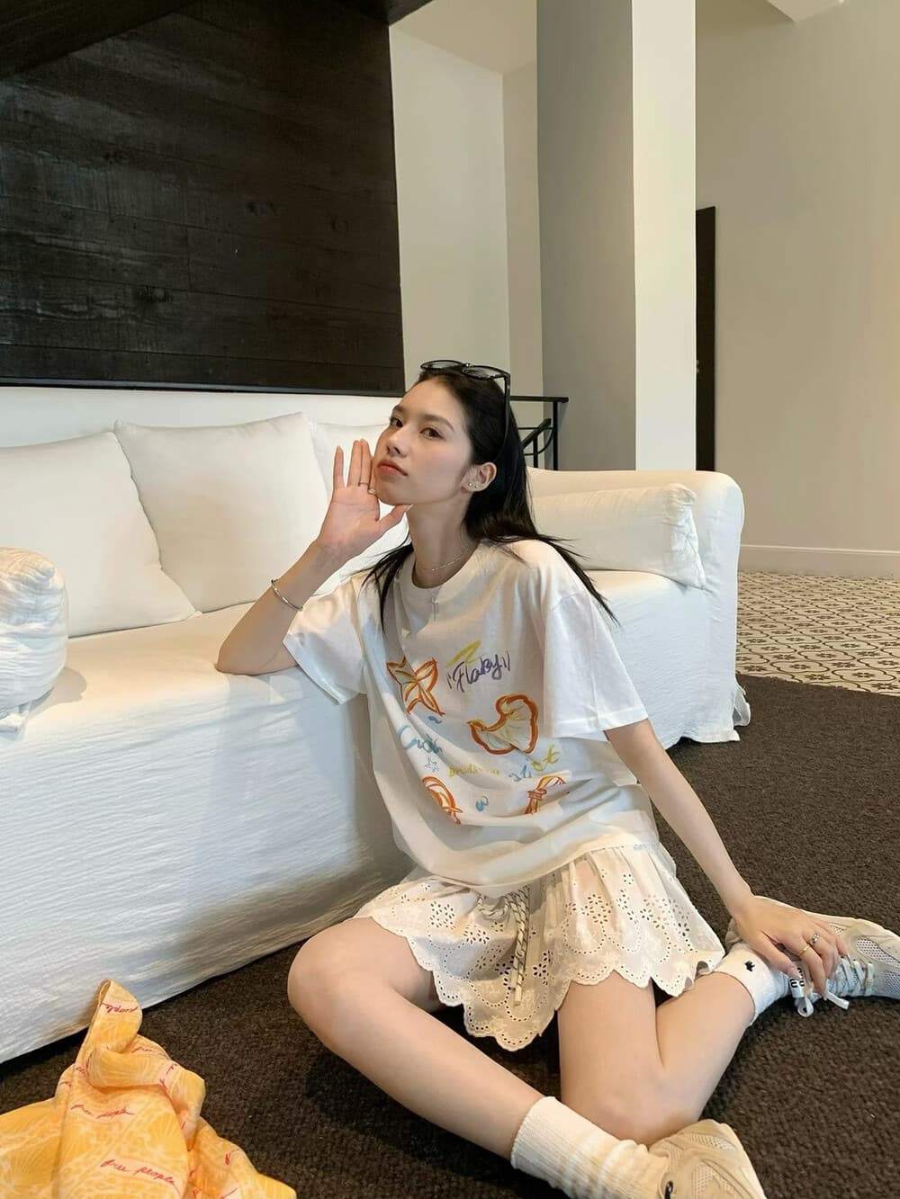 있음 선적 한국 동대문 여름 거리 밖 연령 감소 불가사리 프린트 다용도 반팔 티셔츠 이미지 2