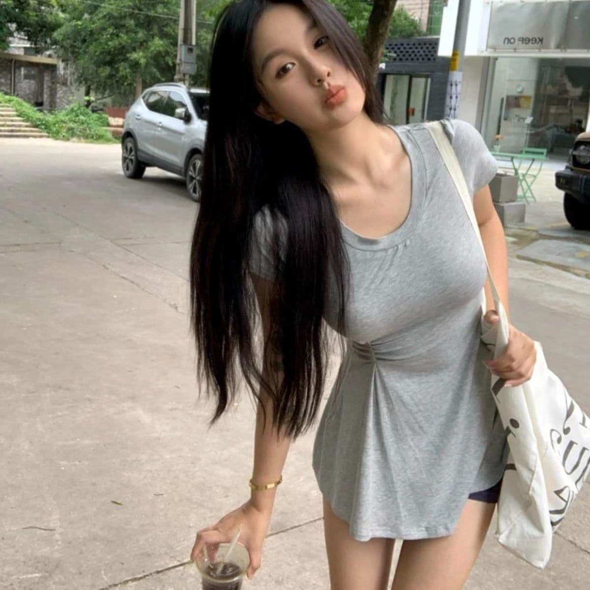 허리 수축 허리 작은 대중 디자인 주름 몸매 가꾸기 슬림해 보이는 맨위
