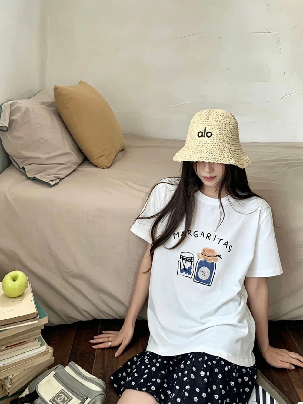 있음 선적 한 부서 캐주얼 다용도 미니멀리즘 ins 바람 프린트 순면 라운드 넥 반팔 티셔츠