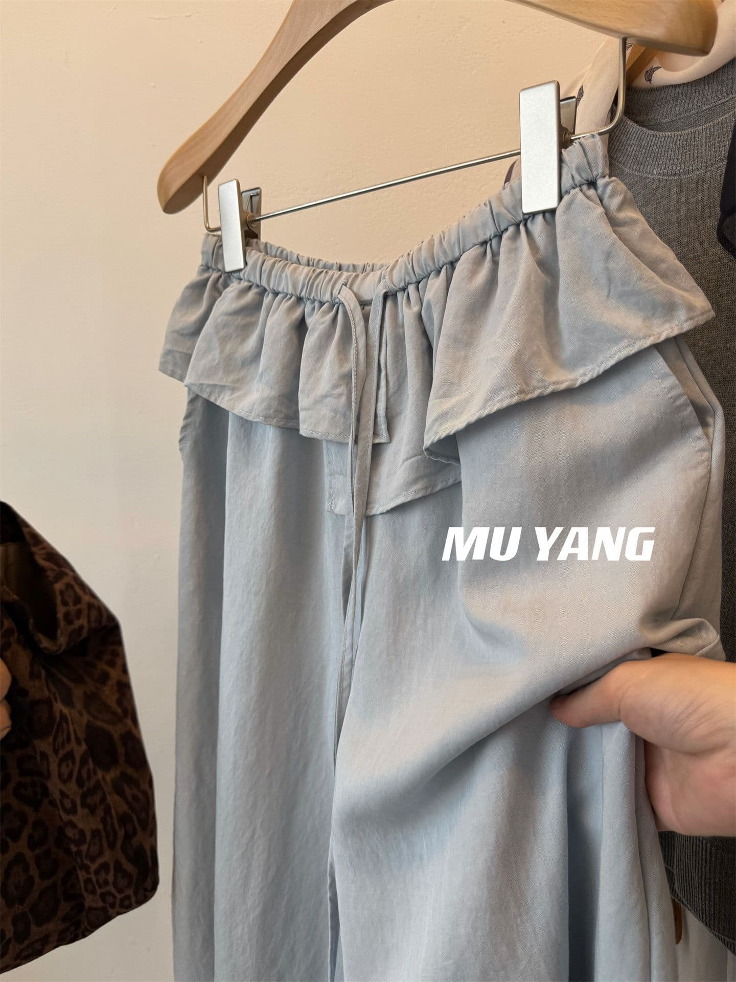원본 원단 특별 빅 사이즈 200 kg 얇은 스타일 작은 치마 모통이 칼 바지 여성 펌프 로프 캐주얼 바지 상세 이미지 5