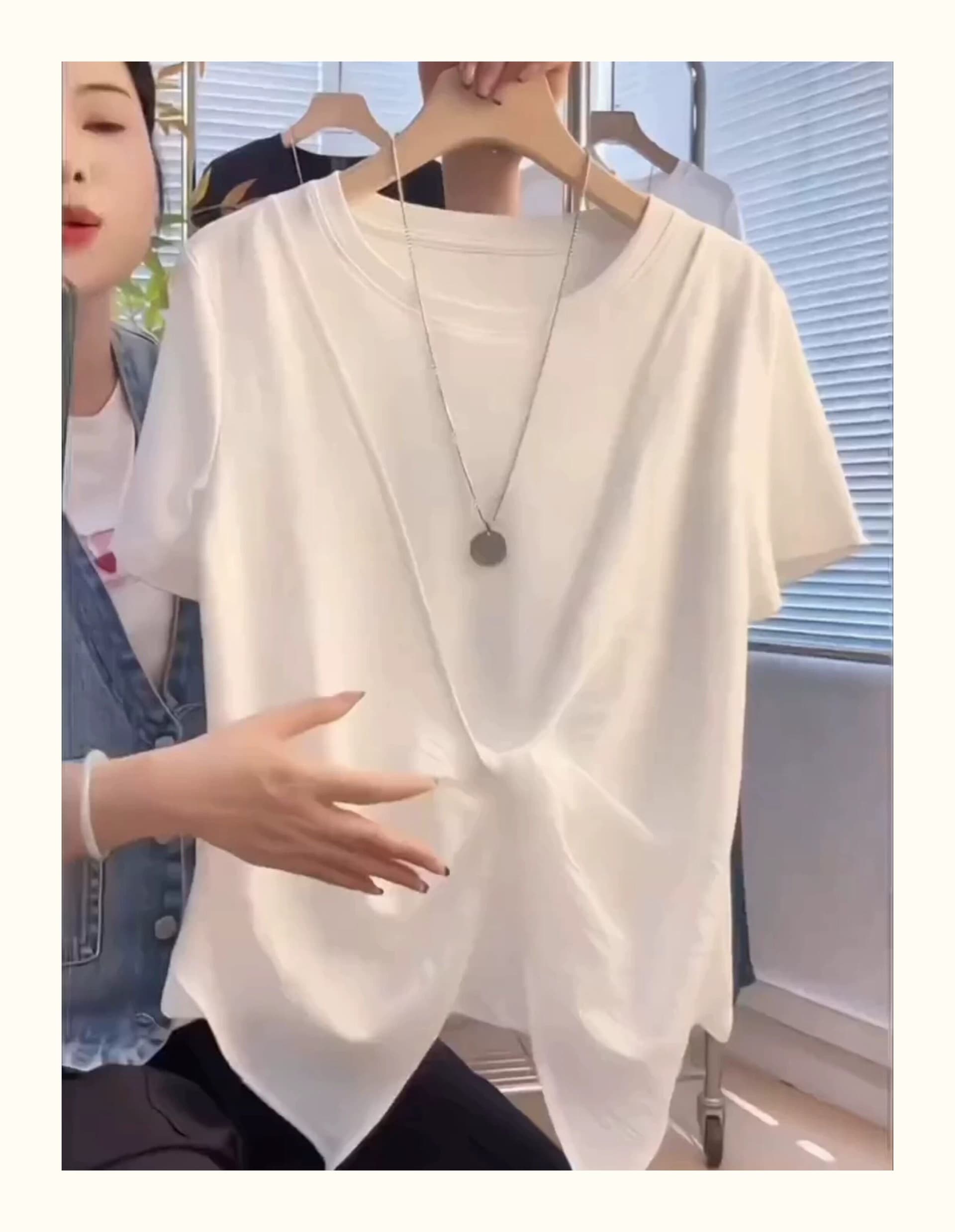 프린트 40 92 면 8 암모니아 Lun 특별 빅 사이즈 200 kg 고급 센스 비틀림 반팔 티셔츠 여성 이미지 4