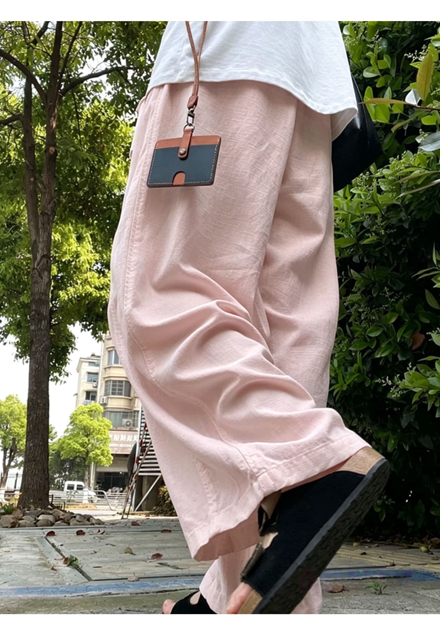 마 트루 컬러 풍선 와이드 레깅스 바지 여름 하이웨이스트 루즈핏 느긋한 캐주얼 바지 작은 키 캐주얼 면 린넨 모통이 칼 바지 상세 이미지 16