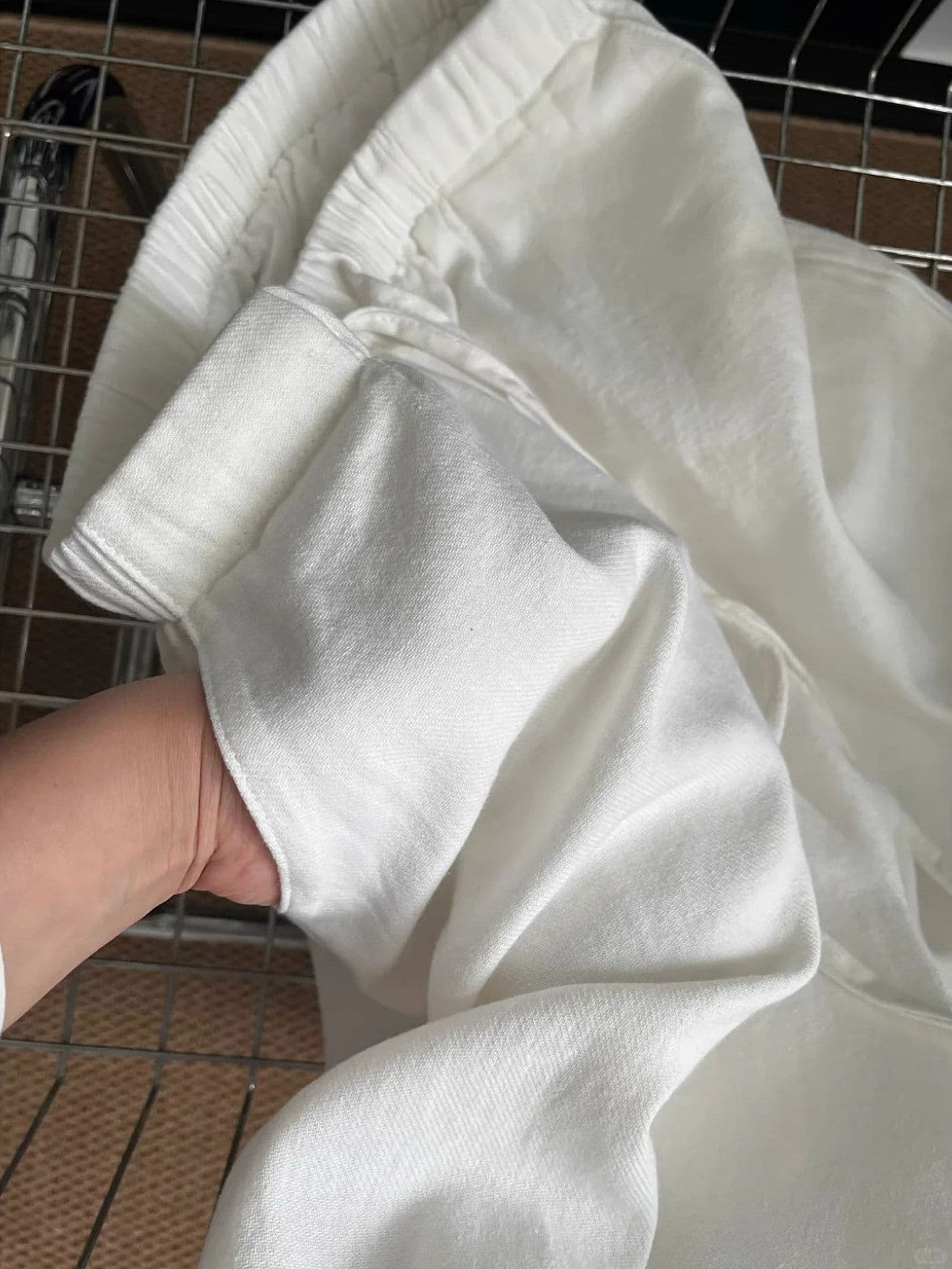 원본 원단 네리 240 kg 화이트 주간 실크 아마 캐주얼 바지 여성 오래된 돈 바람 와이드 레그 팬츠 상세 이미지 3