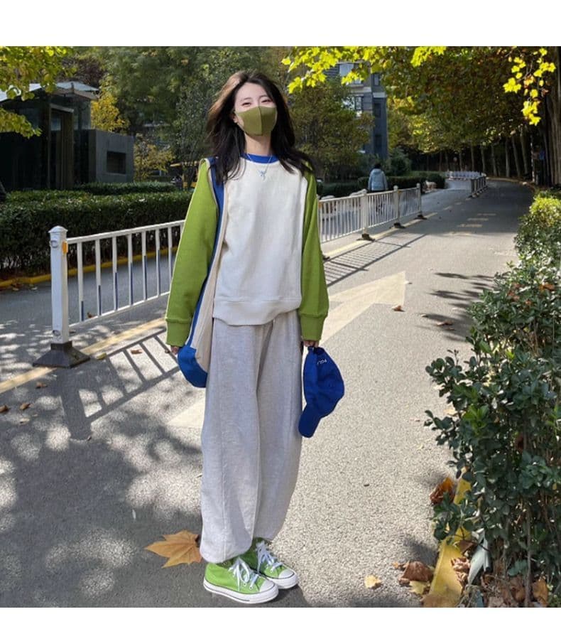 이른 봄 Jimo 라운드 넥 후드티 여성 봄 가을 2025 새로운 작은 키 긍정적 인 어깨 긴팔 맨위 루즈핏 아메리칸 얇은 상세 이미지 1