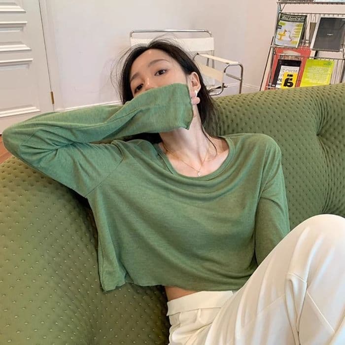 초박형 주간 실크 리브 원본 솜씨 루즈핏 기본 셔츠 불규칙 프릴 맨위 상세 이미지 1