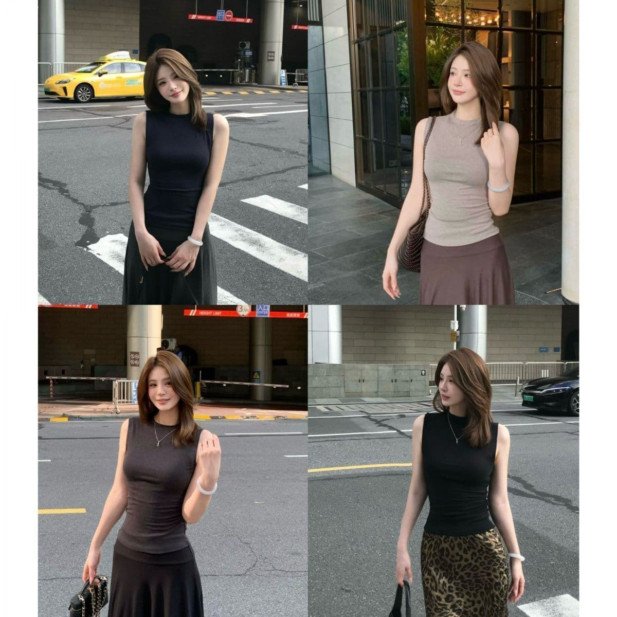 1 1 와 사고 방식 260g+ 원본 솜씨 미니멀리즘 핀치 Pleat 허리 수축 몸매 가꾸기 라운드 넥 민소매 조끼 이미지 3