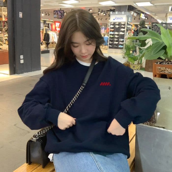 후아 면 복합 얇은 스타일 320 그램 털이 있는 420g 헝겊 프린트 루즈핏 라운드 넥 후드티 여성 상세 이미지 8