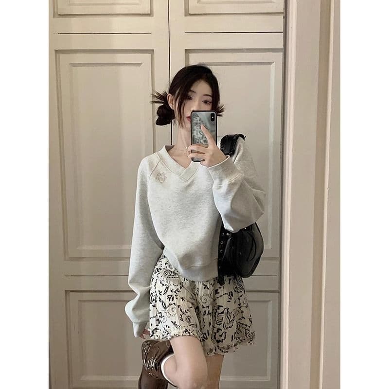 후아 면 복합 우유 실크 cvc 면 300 그램 쇼트 스타일 후드티 루즈핏 이미지 4