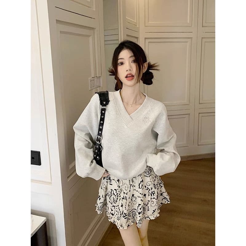 후아 면 복합 우유 실크 cvc 면 300 그램 쇼트 스타일 후드티 루즈핏 상세 이미지 2