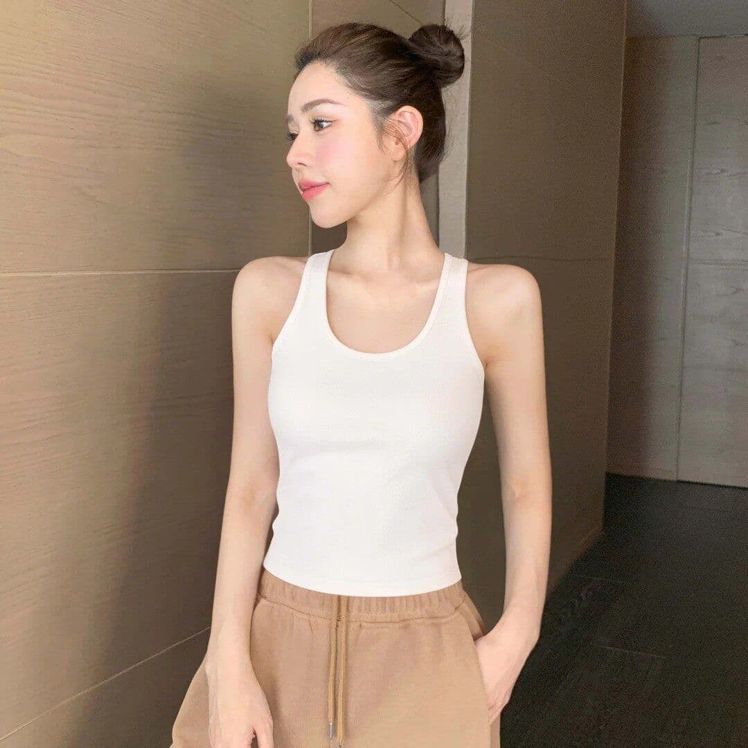 경관 그림 핫걸 바람 행침 목 백리스 캐미솔 몸매 가꾸기 작은 대중 다용도 디자인 센스 인사이드 잡아라. 의류 상세 이미지 4