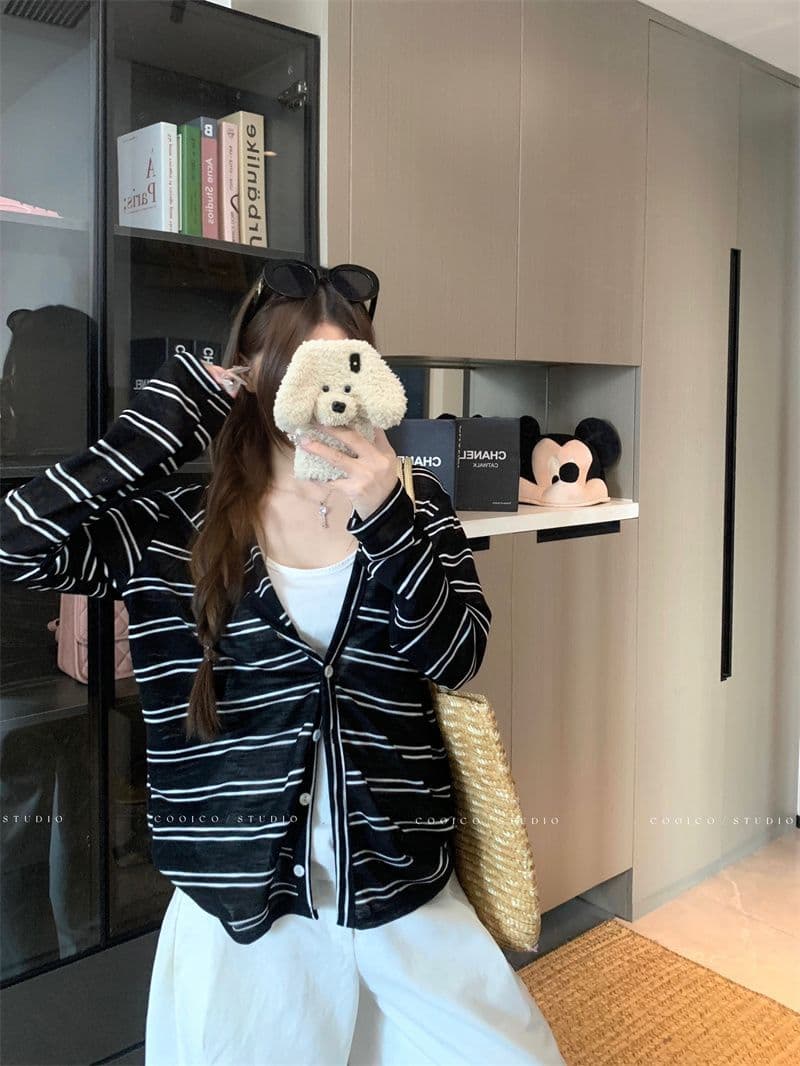 눈꽃 면 느긋한 바람 스트라이프 후드 긴팔 여성 코트 이른 가을 작은 대중 캐주얼 루즈핏 지퍼 맨위 상세 이미지 3
