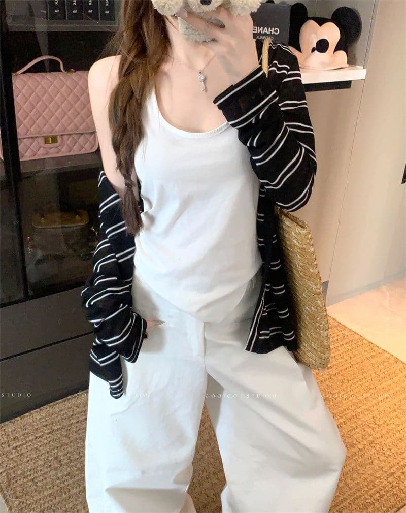 눈꽃 면 느긋한 바람 스트라이프 후드 긴팔 여성 코트 이른 가을 작은 대중 캐주얼 루즈핏 지퍼 맨위 상세 이미지 14