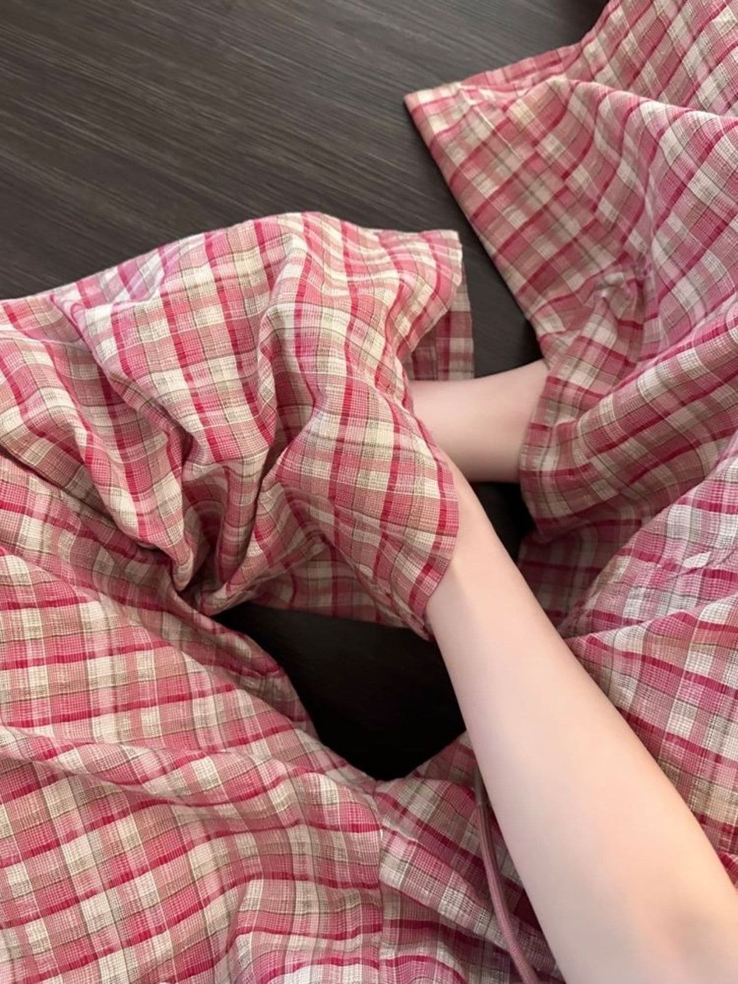 느슨함 센스 한 부서 달콤함 체크무늬 루즈핏 와이드 레깅스 바지 여름 느긋한 바람 도루 센스 하이웨이스트 캐주얼 굴곡 바지 상세 이미지 8