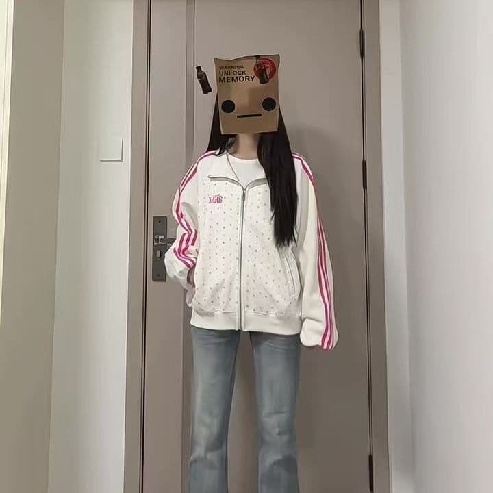 얇은 스타일 털이 있는 클립 칼라 것 타이로드 자수 순수한 Mianhua 면 복합 지퍼 후드티 여성 상세 이미지 7