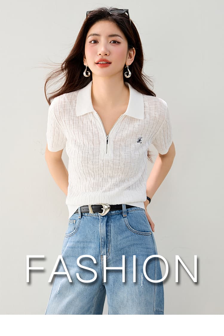 실사 있음 POLO 칼라 아마 루즈핏 반팔 다용도 털 셔츠 26 여름 새로운 니트 스웨터 여성 상세 이미지 1