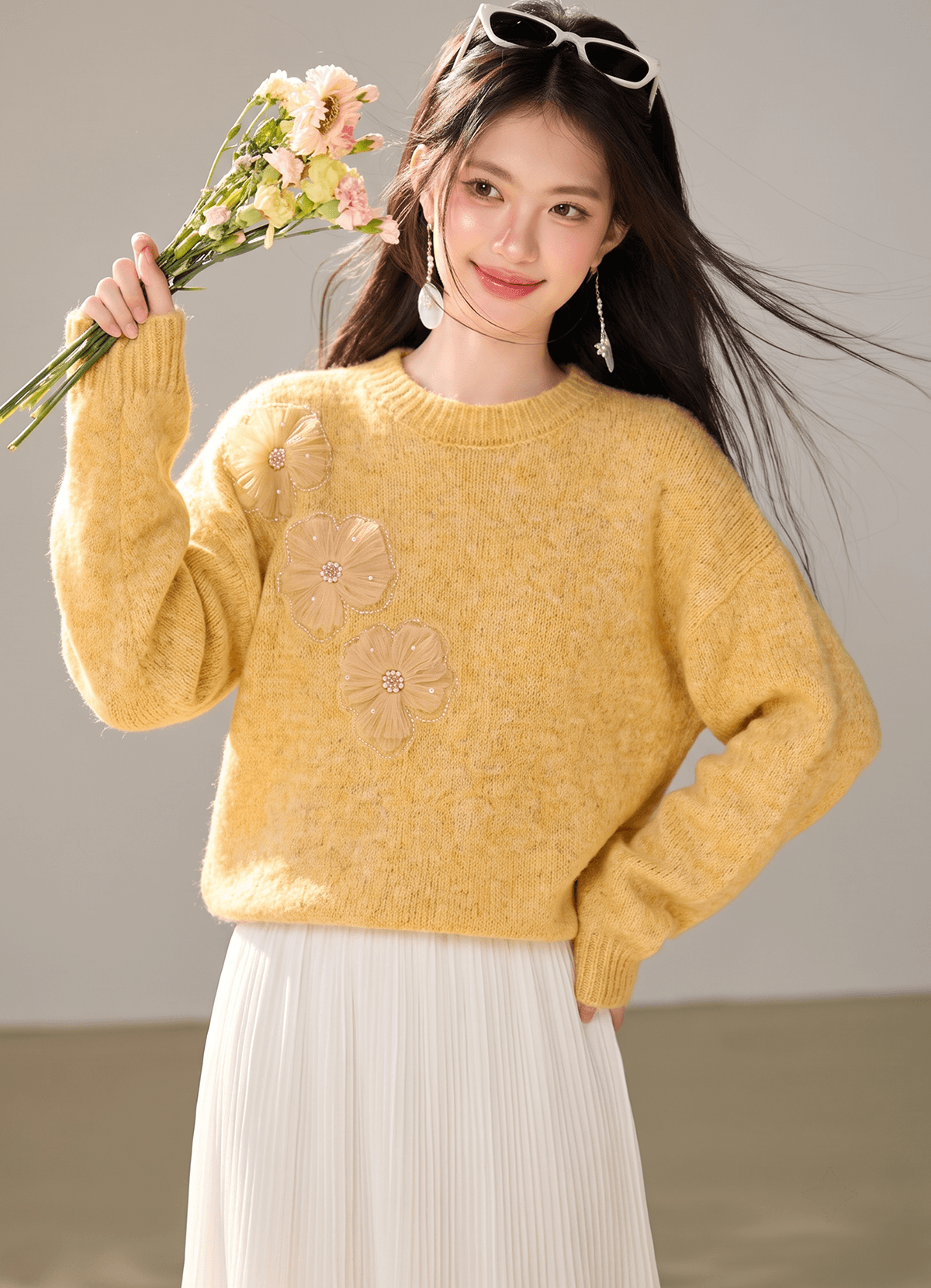 실사 있음 2026 년 가을 새로운 패션 라운드 넥 풀오버 달콤함 느긋한 바람 부드러운 찹쌀 스웨터 니트 맨위 이미지 3