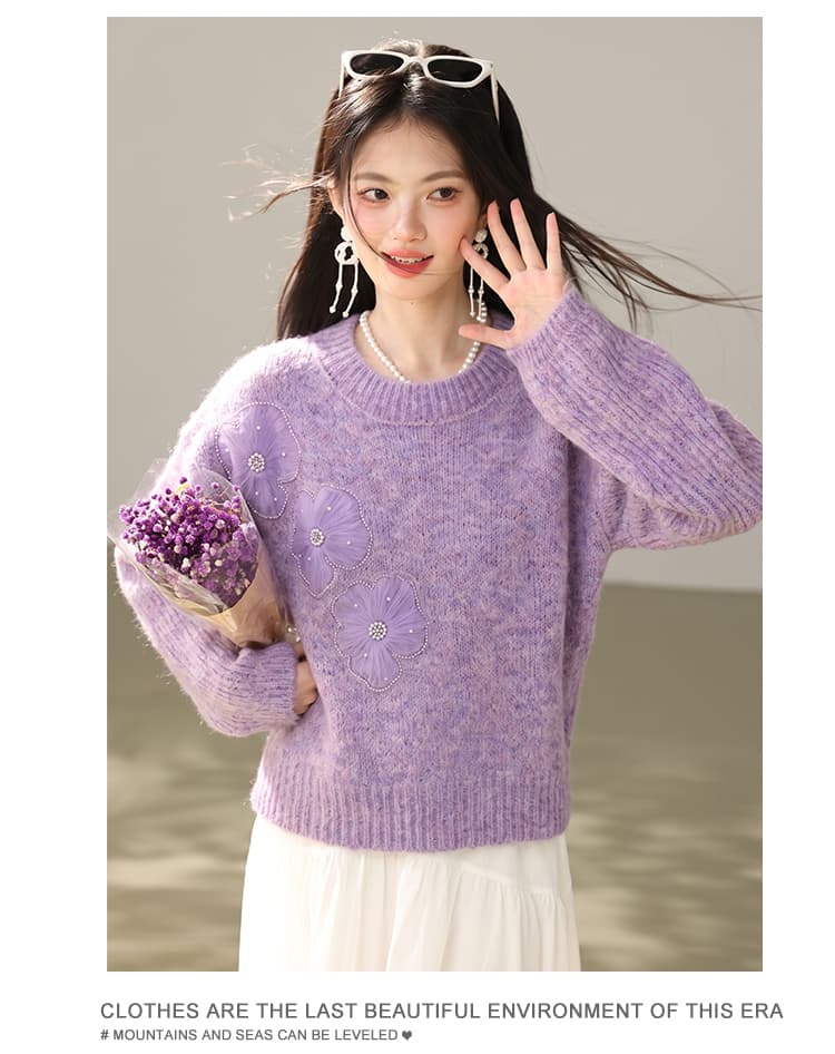 실사 있음 2026 년 가을 새로운 패션 라운드 넥 풀오버 달콤함 느긋한 바람 부드러운 찹쌀 스웨터 니트 맨위 상세 이미지 9