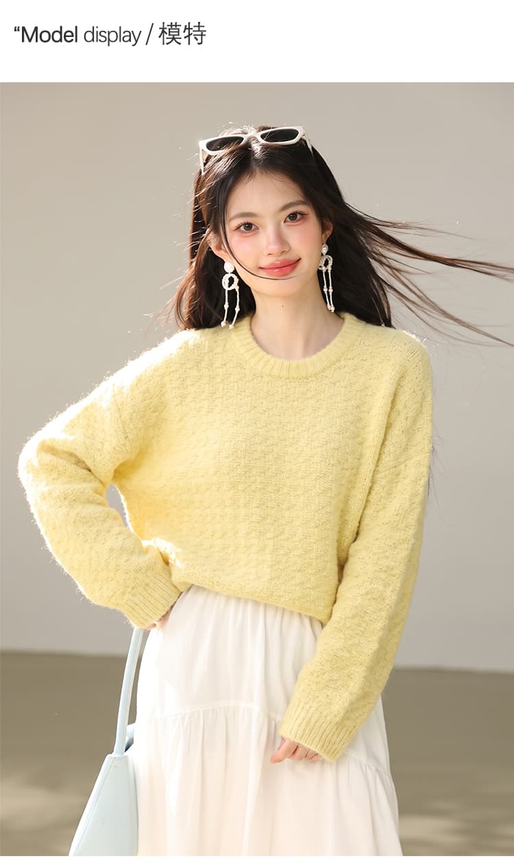 실사 있음 솜 구름 얕은 읽기 가을 부드러운 바람 라운드 넥 부드러운 찹쌀 다용도 스웨터 여자 상세 이미지 4