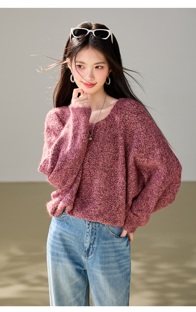 유럽 상품 고급 라운드 넥 산양 캐시미어 셔츠 여성 스웨터 가을 어깨 긴팔 루즈핏 느긋한 가을과 겨울 니트 연령 감소 맨위 상세 이미지 8