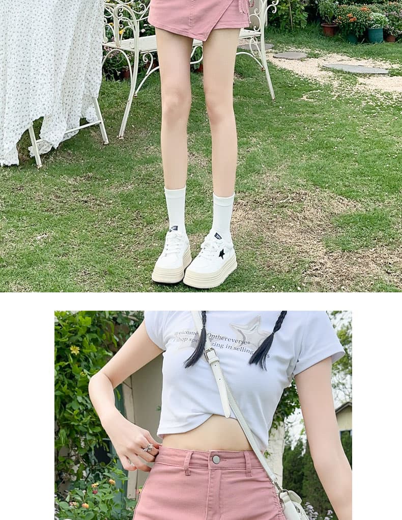 핑크색 데님 미니 스커트 여성 여름 얇은 스타일 불규칙 반신 스커트 2026 펌프 로프 슈퍼 a 달콤한 매운맛 치마바지 바지 치마 상세 이미지 15