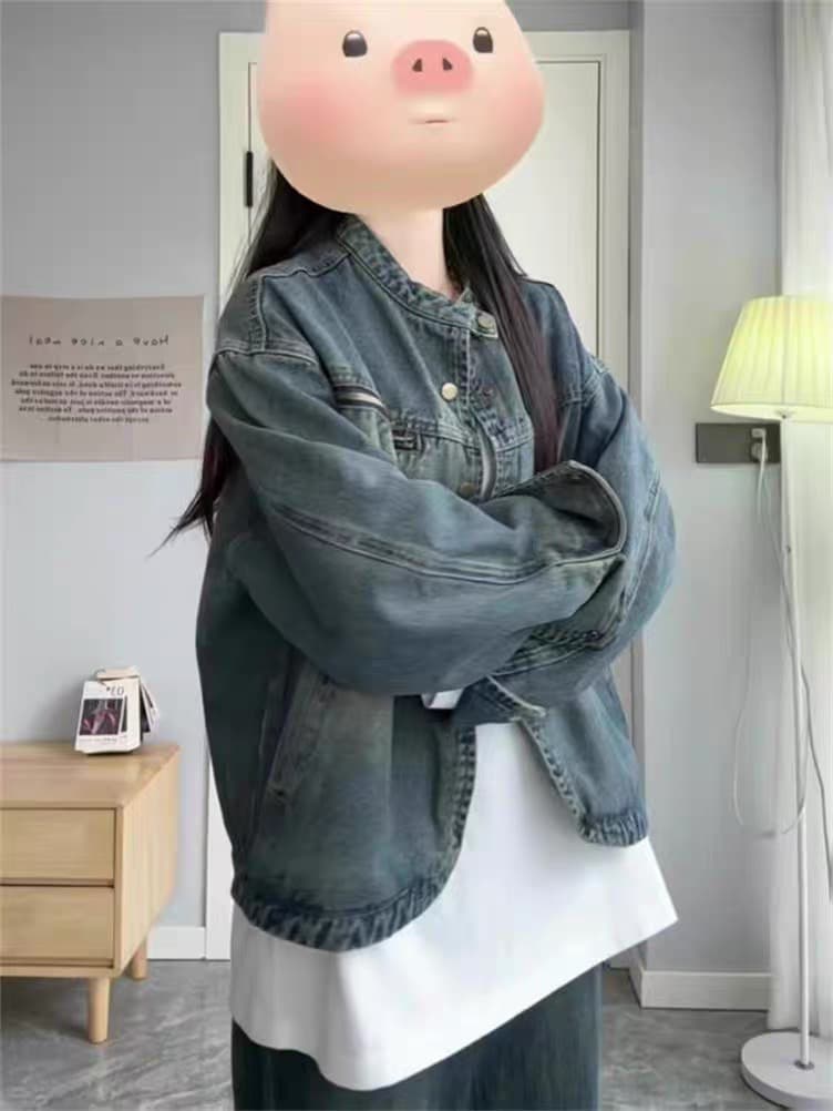 고대 복장 vintage 데님 얇은 코트 봄 드레스 여자 2026 년 새로운 루즈핏 캐주얼 다용도 재킷 오픈 가디건 이미지 3