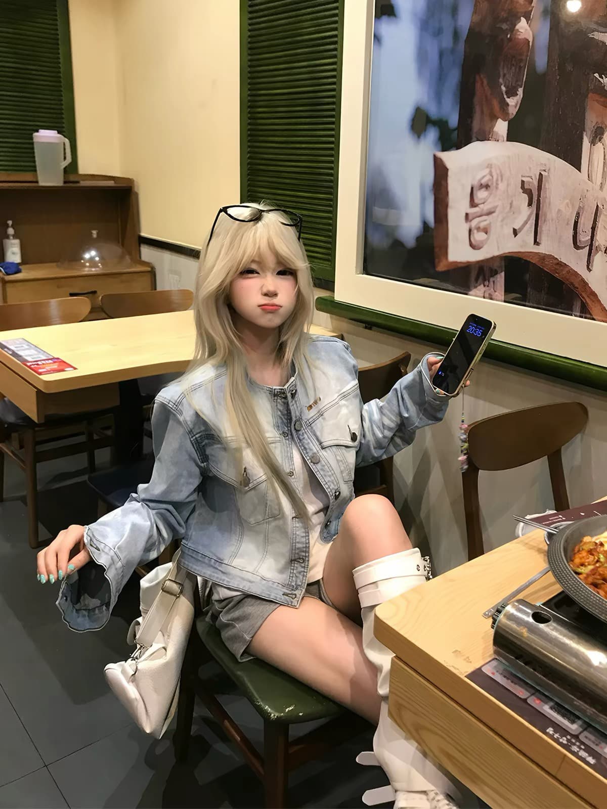 jmj 아메리칸 레트로 알파벳 자수 워싱 마 오래된 데님 재킷 남녀 루즈핏 캐주얼 세련된 긍정적 인 어깨 재킷 이미지 2