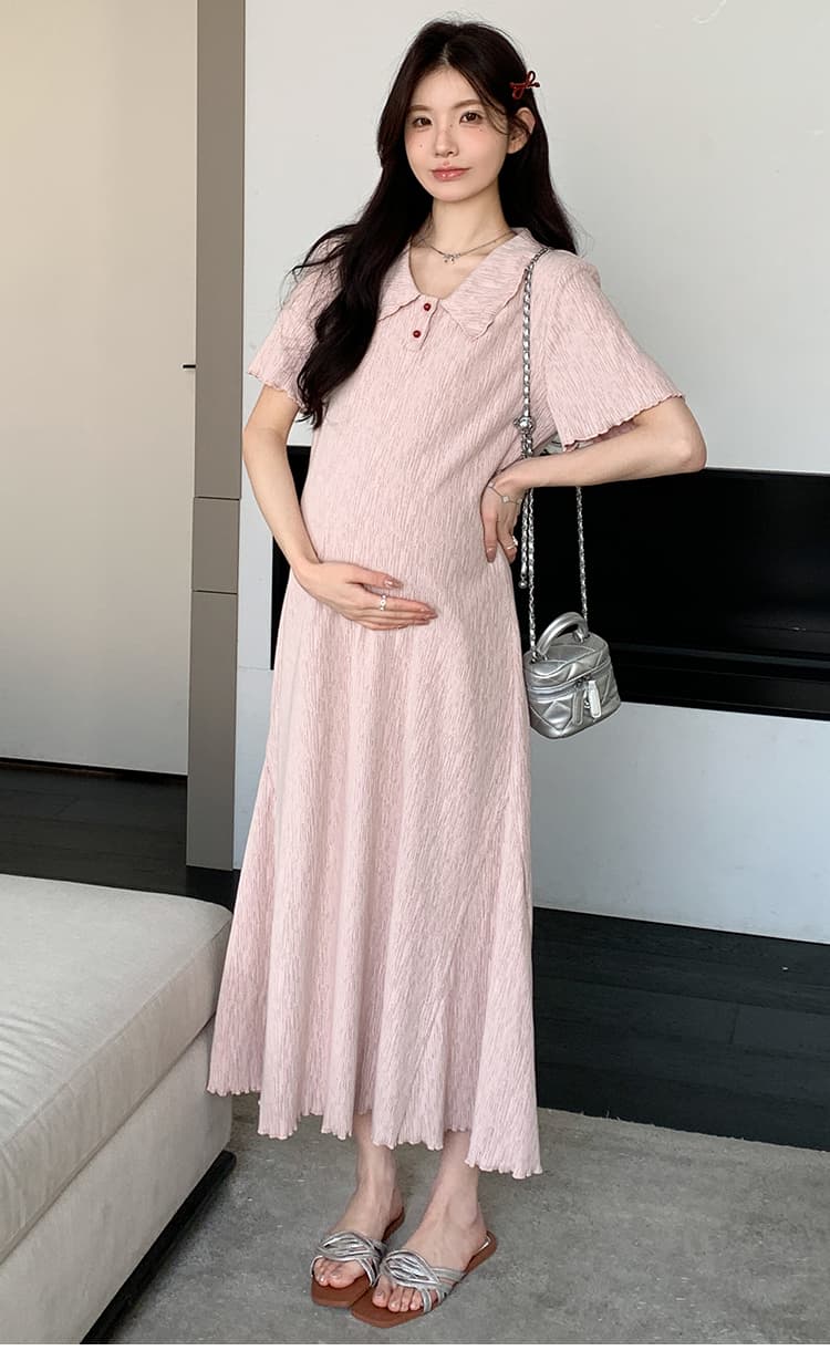 실사 지금 2026 여름 새로운 슬림해 보이는 표지 배 프랑스식 드레스 품격 폴로 칼라 질감 센스 한 마디 롱 스커트 상세 이미지 12