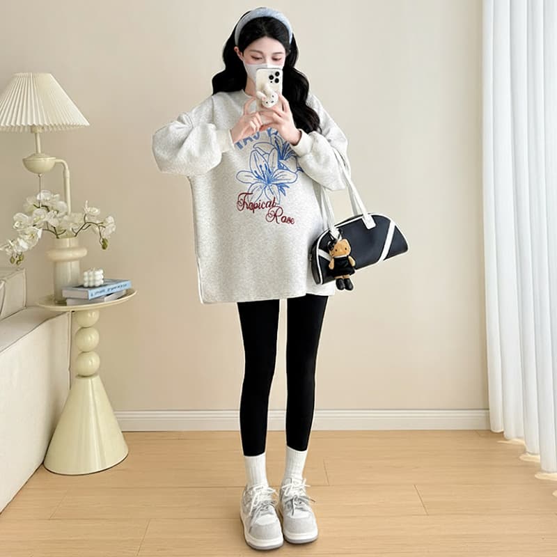 실사 재고 있음 임산부 가을 의상 2026 새로운 패션 다용도 한국 스타일 캐주얼 빅 사이즈 루즈핏 슬림해 보이는 후드티 맨위 이미지 4