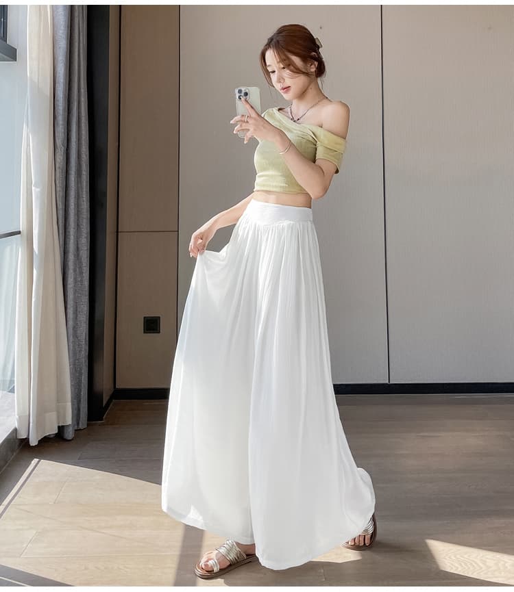 실사 얼음 실크 나무 곡물 와이드 레깅스 바지 여름 얇은 스타일 루즈핏 캐주얼 플리츠 바지 슬림해 보이는 도루 센스 바닥 청소 바지 상세 이미지 30
