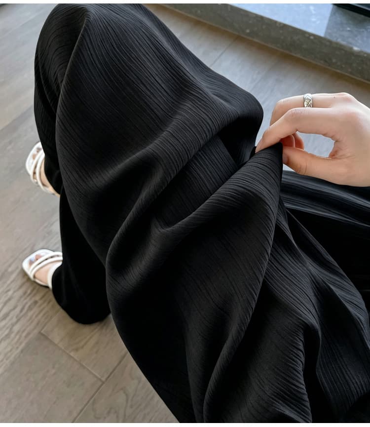 실사 얼음 실크 나무 곡물 와이드 레깅스 바지 여름 얇은 스타일 루즈핏 캐주얼 플리츠 바지 슬림해 보이는 도루 센스 바닥 청소 바지 상세 이미지 35