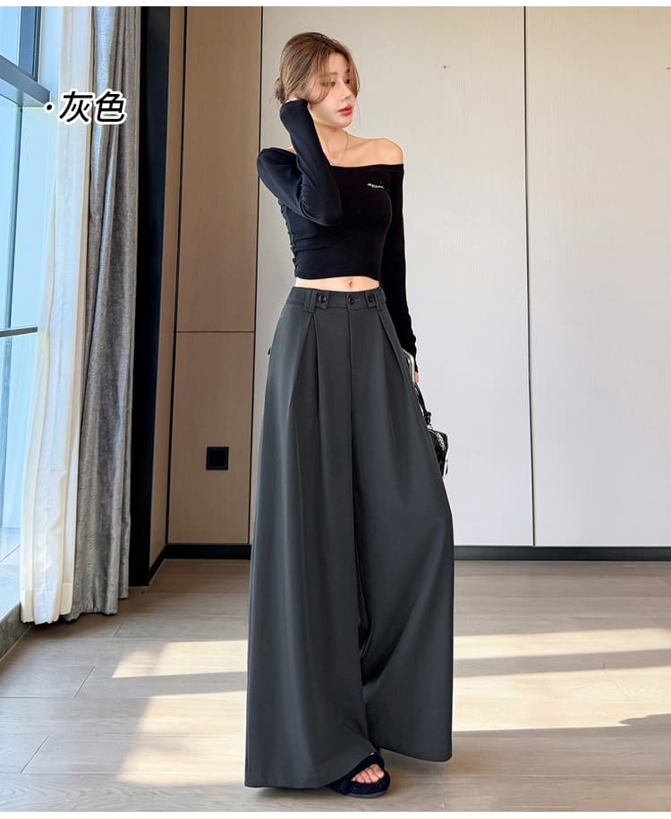 실사 검정색 정장 와이드 레깅스 바지 2026 새로운 가을 하이웨이스트 작은 키 루즈핏 도루 센스 스트레이트 팬츠 상세 이미지 20
