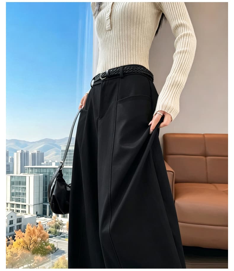 실사 고급 센스 커피 색상 바지 아이들 새로운 가을 캐주얼 긴 바지 하이웨이스트 도루 센스 스트레이트 좁은 에디션 와이드 레그 팬츠 상세 이미지 39