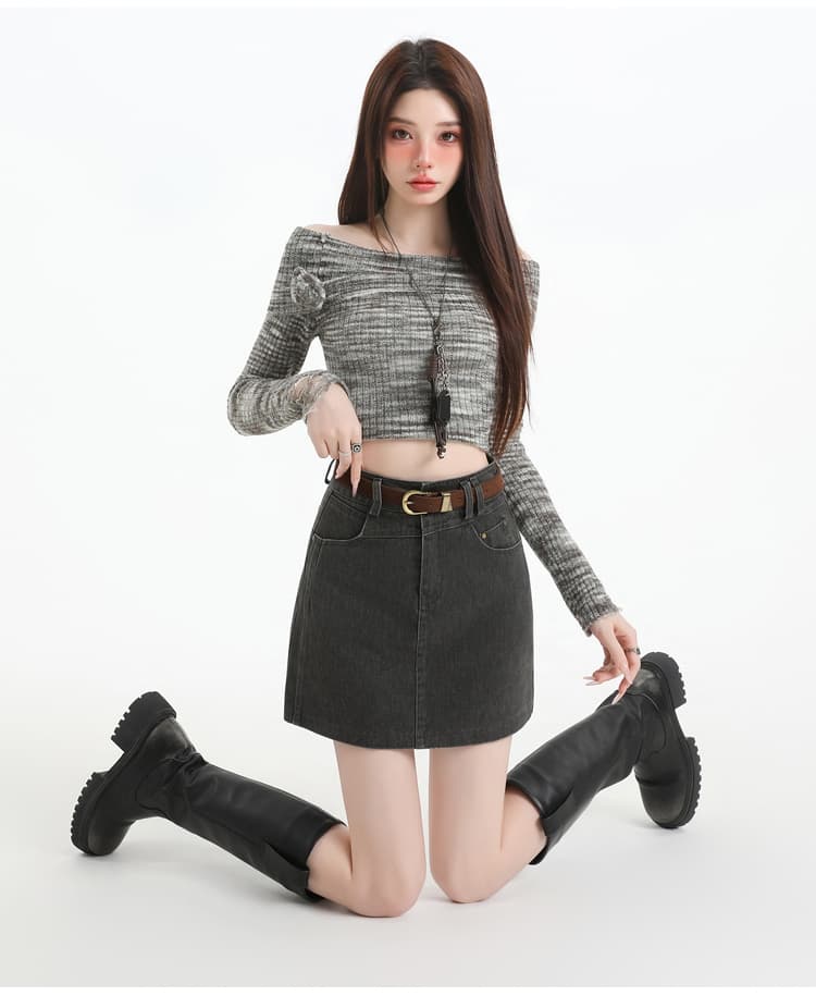 아메리칸 레트로 다용도 워시 물 데님 미니 스커트 여성 가을 겨울 외국 가스 한국 chic 타이트 스커트 핫걸 한 마디 반신 스커트 상세 이미지 26