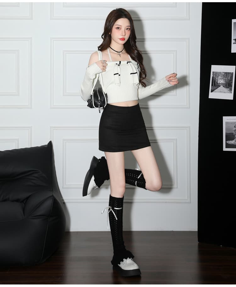 실사 아메리칸 레트로 브라운 하나 슬라이스 타이트 스커트 로우 웨이스트 미니 스커트 섹시함 미니멀리즘 단색 스웨이드 한 마디 반신 스커트 상세 이미지 14