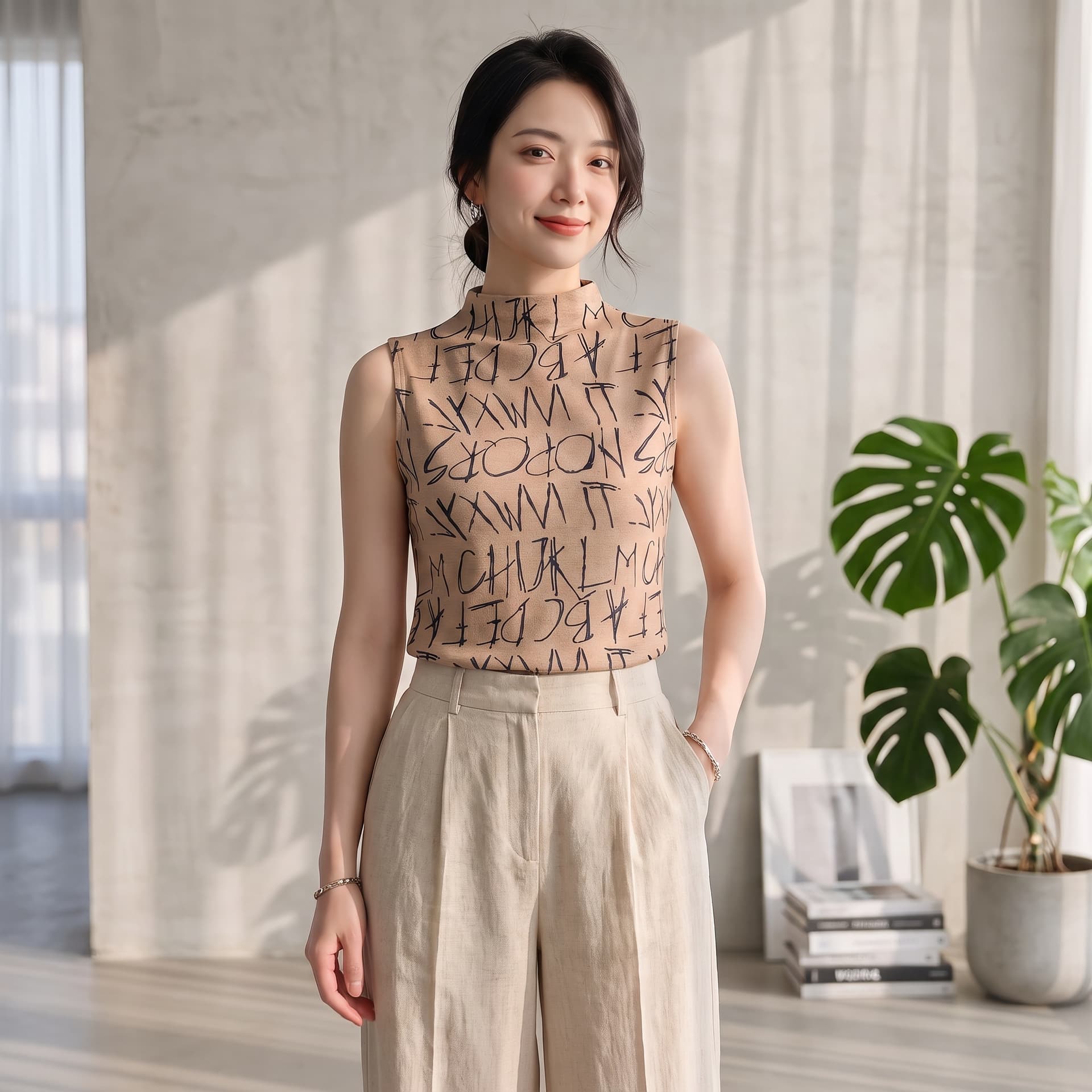 2026 가을 새로운 패션 알파벳 바퀴 프린트 민소매 반하이넥 티셔츠 여성 몸매 가꾸기 품격 맨위 작은 셔츠 상세 이미지 37
