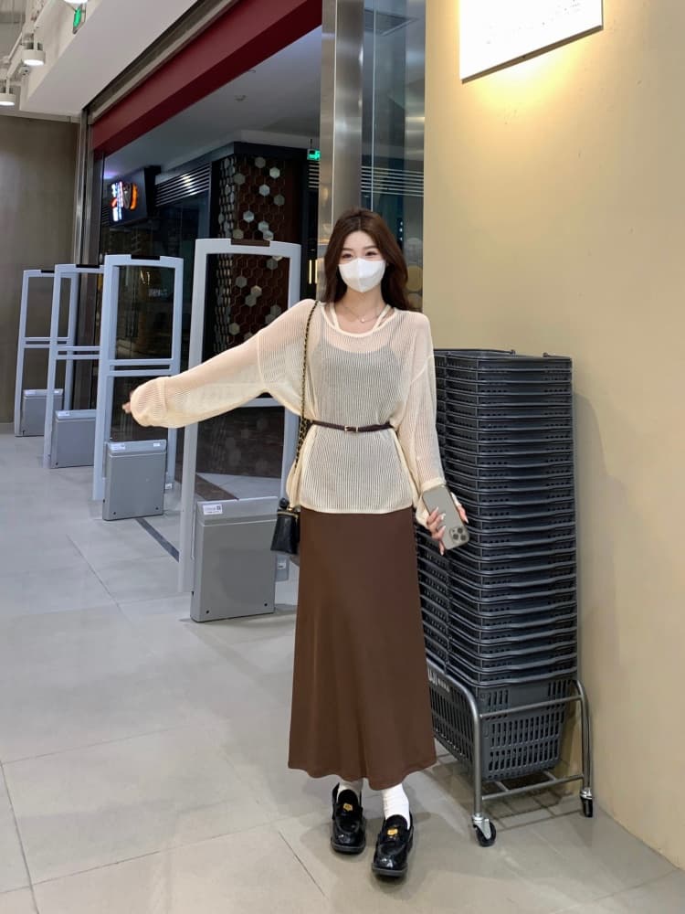 실사 빅 사이즈 여성 의류 봄 소금 부서 빛 요리 한 바람 블라우스 슬립 점프 슈트 치마 세트 품격 고급 센스 투피스 세트 상세 이미지 13