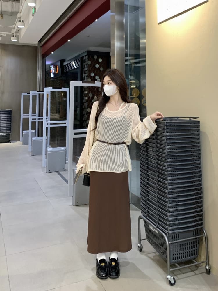 실사 빅 사이즈 여성 의류 봄 소금 부서 빛 요리 한 바람 블라우스 슬립 점프 슈트 치마 세트 품격 고급 센스 투피스 세트 상세 이미지 15