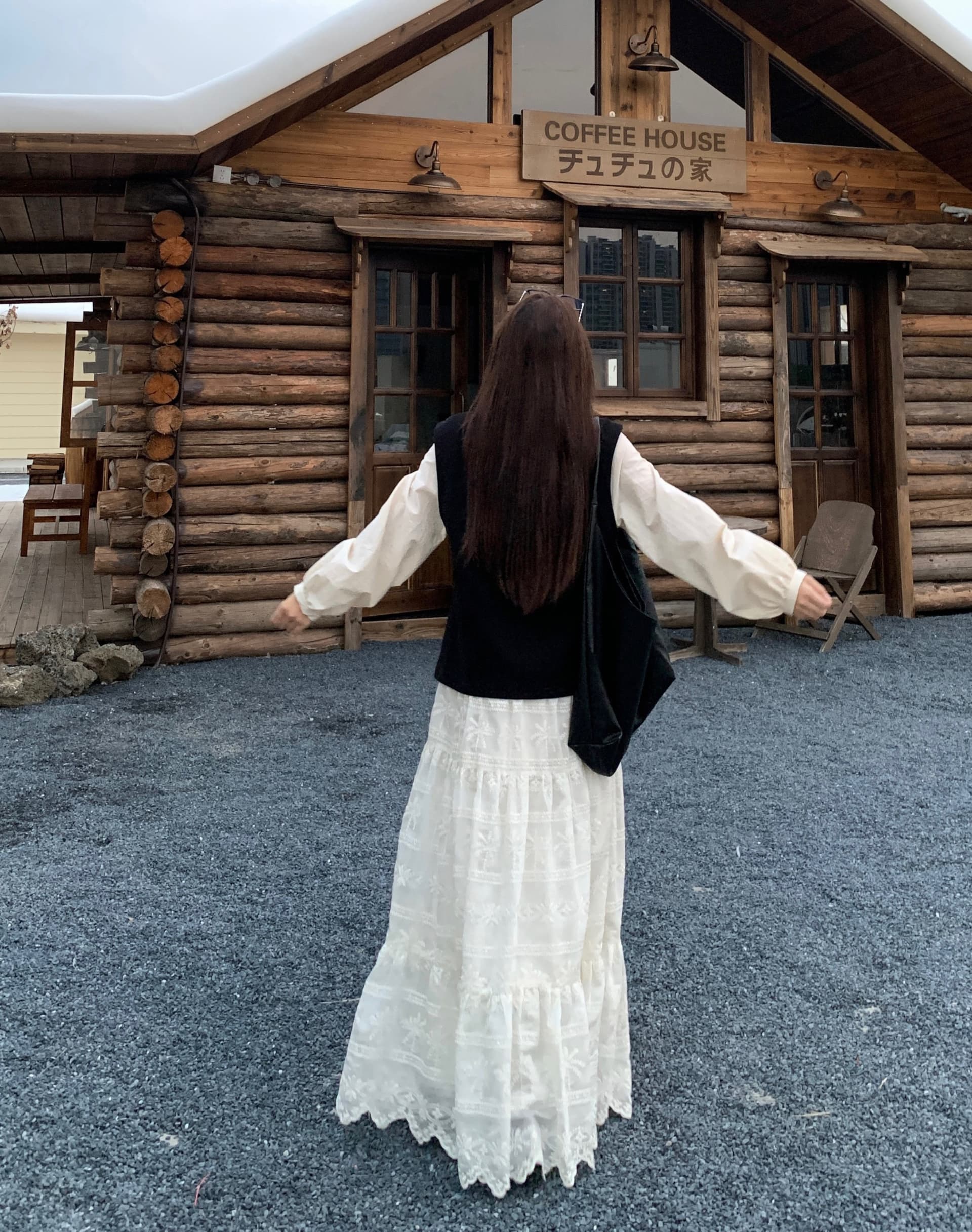빅 사이즈 여성 의류 지방 mm 사실 두 조각 긴팔 패치워크 여성 드레스 가을 루즈핏 무거운 작업 롱 스커트 디자인 센스 치마 이미지 4