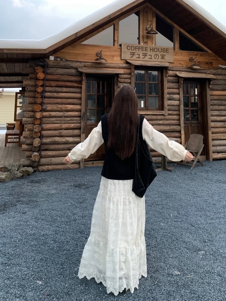 빅 사이즈 여성 의류 지방 mm 사실 두 조각 긴팔 패치워크 여성 드레스 가을 루즈핏 무거운 작업 롱 스커트 디자인 센스 치마 상세 이미지 6
