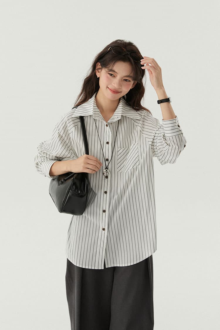 실사 출퇴근 품격 캐주얼 루즈핏 회색 명중 Pleat 하이웨이스트 정장 바지 여성 상세 이미지 3