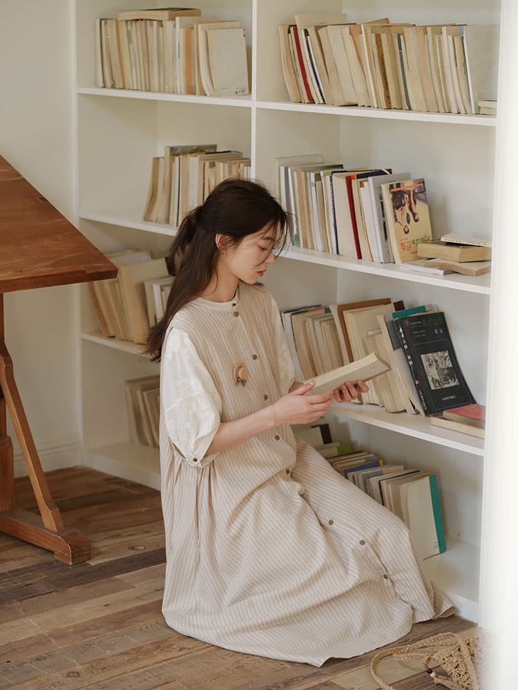 실사 여름 새로운 면 린넨 조끼 롱 코트 스택 착용 베스트 맨위 여성 상세 이미지 19