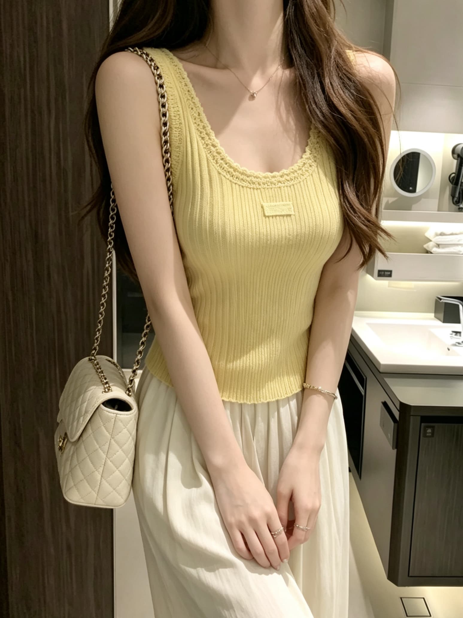 실사 정가 파란색 캐미솔 여름 외출용 인사이드 가져 가라. 만나는 넓은 어깨 와이드 표지 배 작은 맨위 상세 이미지 1
