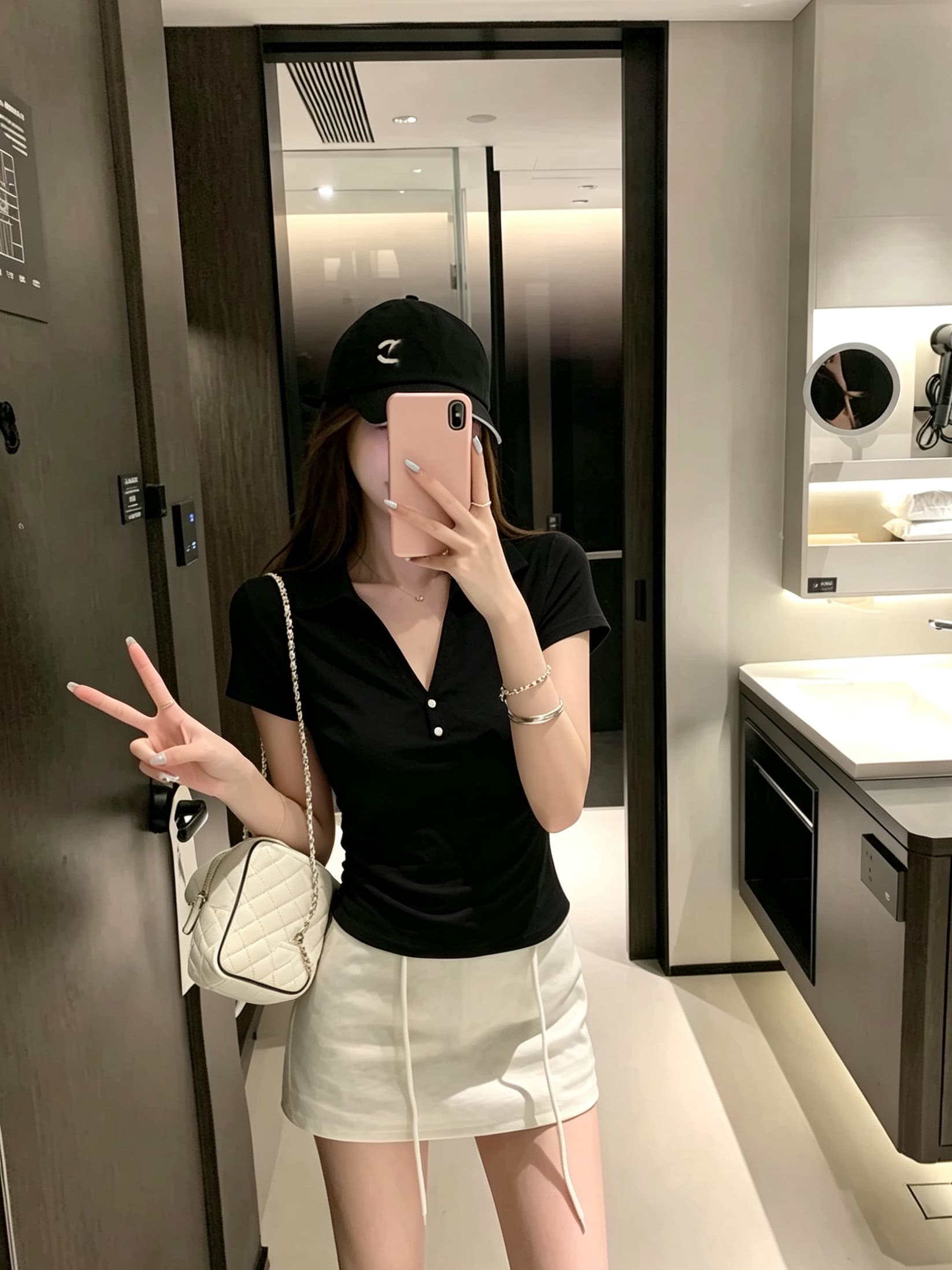 실사 정가 반팔 POLO 칼라 슬림해 보이는 단추 디자인 한국 스타일 외국 가스 단색 티셔츠 여성 상세 이미지 9
