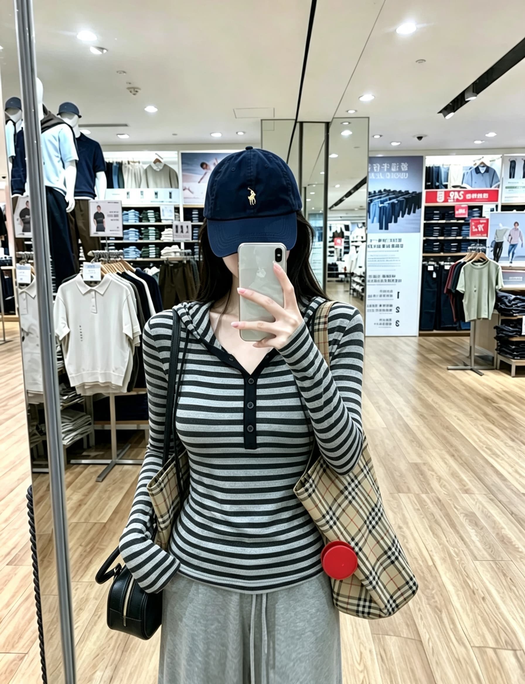 실사 정가 레트로 스트라이프 까마귀 긴팔 몸매 가꾸기 반 개방 칼라 기본 셔츠 가을 후드티 맨위 여성 이미지 3