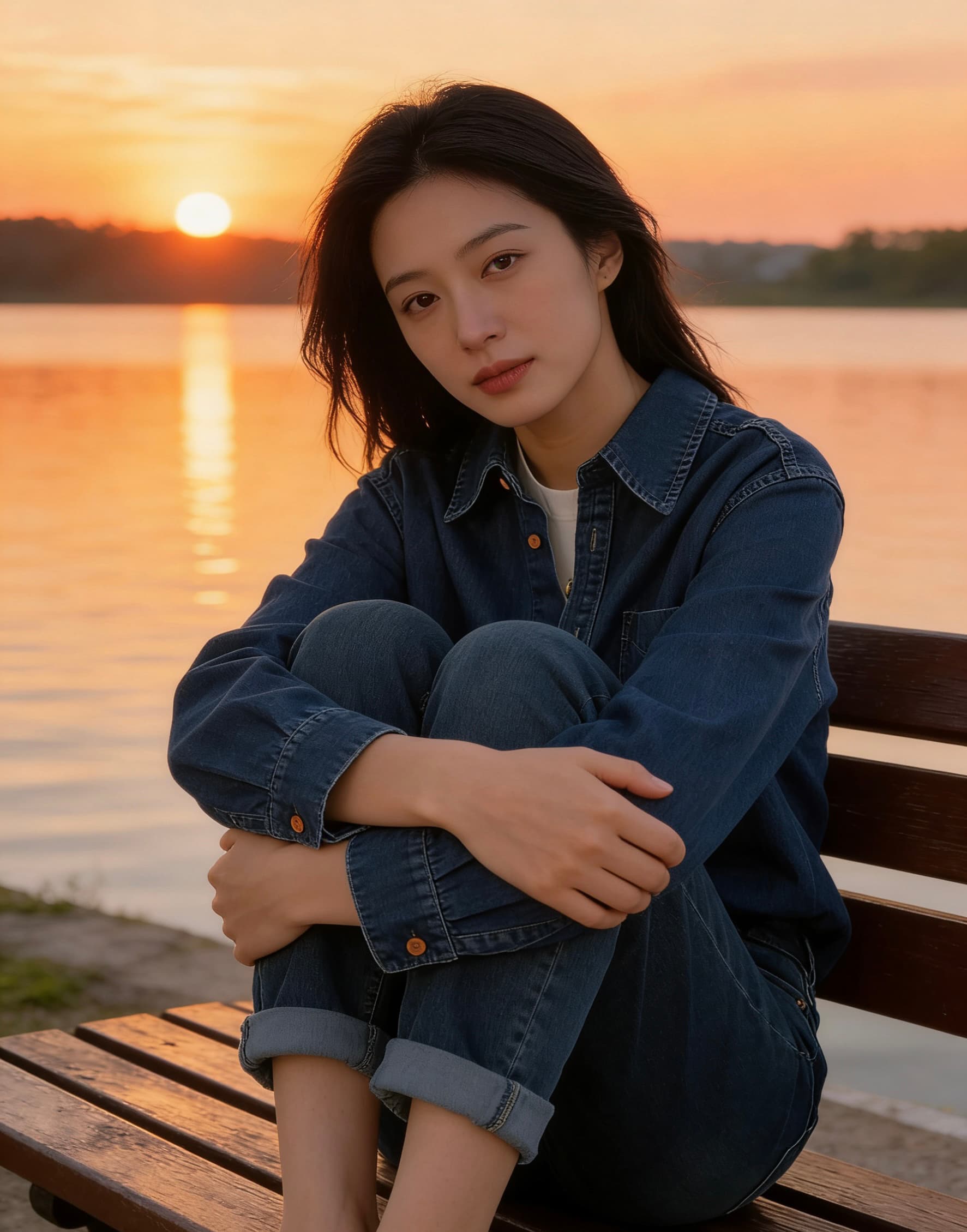 데님 여성 셔츠 한국 스타일 루즈핏 연령 감소 다용도 폴로 칼라 긴팔 이른 봄 ins 레트로 셔츠 트렌디 상세 이미지 8