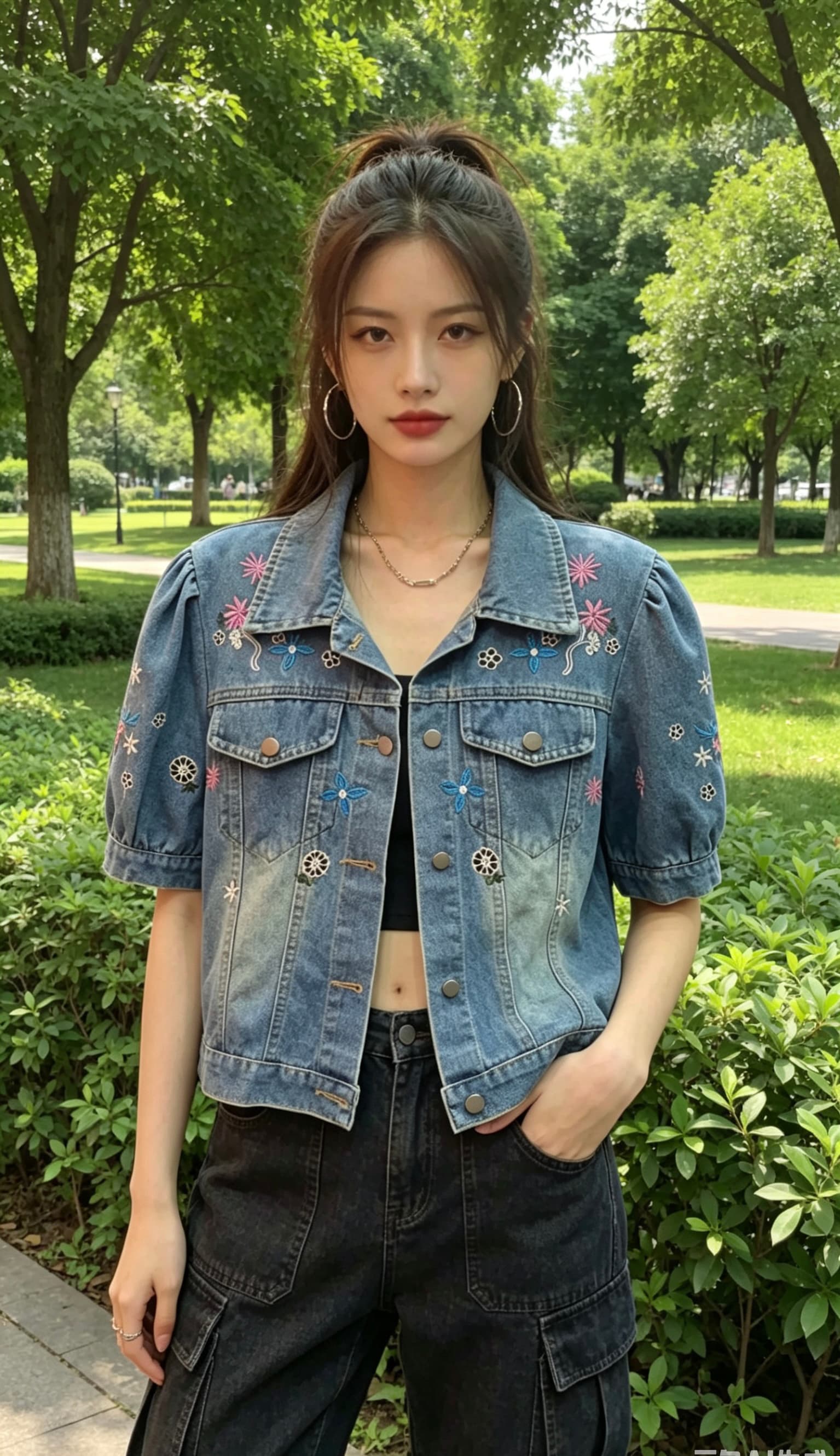 유럽 역 2026 년 봄 새로운 무거운 작업 홀로우 아웃 외국 가스 맨위 트렌디 하이웨이스트 다용도 쇼트 스타일 데님 여성 코트 상세 이미지 11