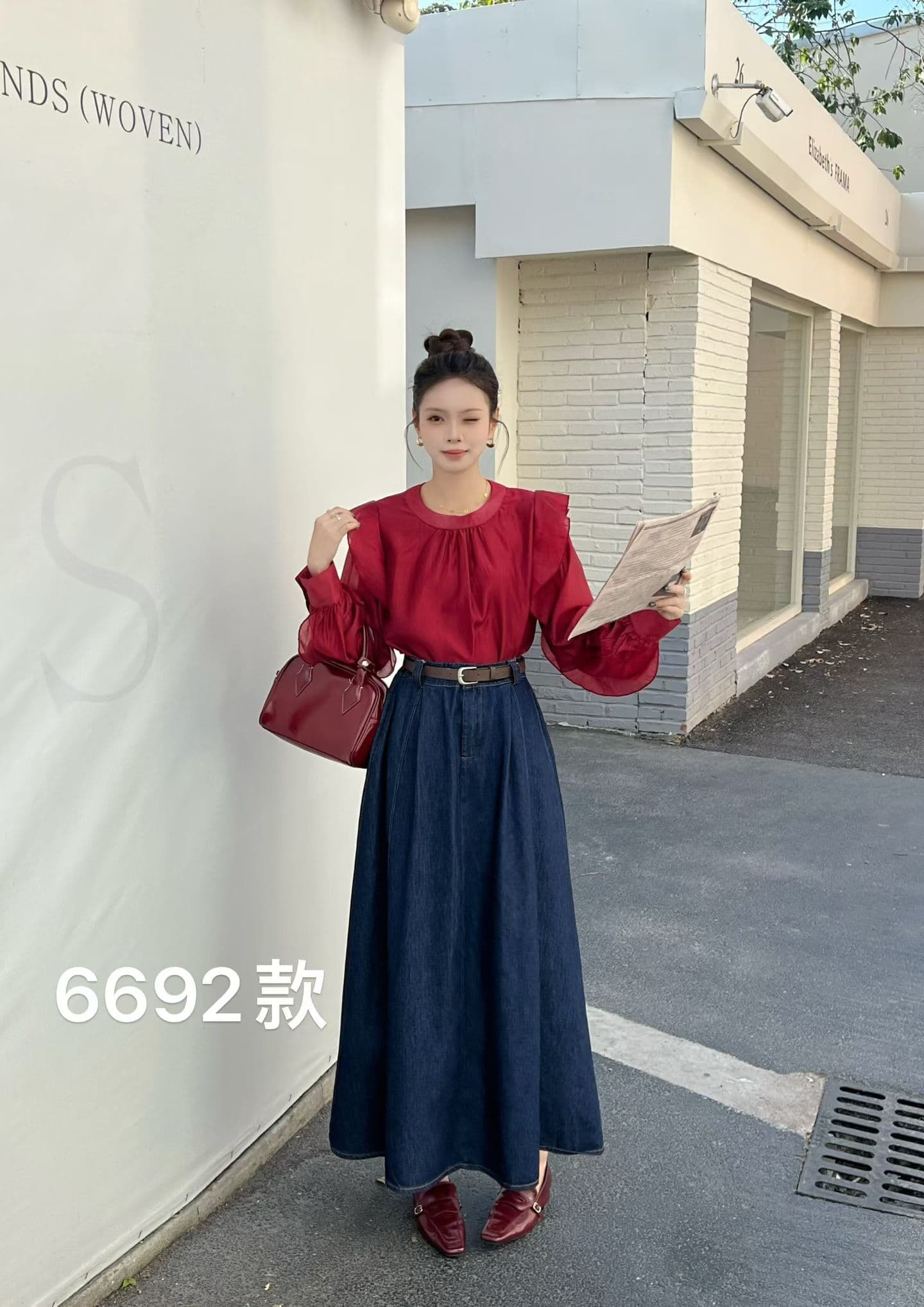 새로운 데님 반신 스커트 상세 이미지 2