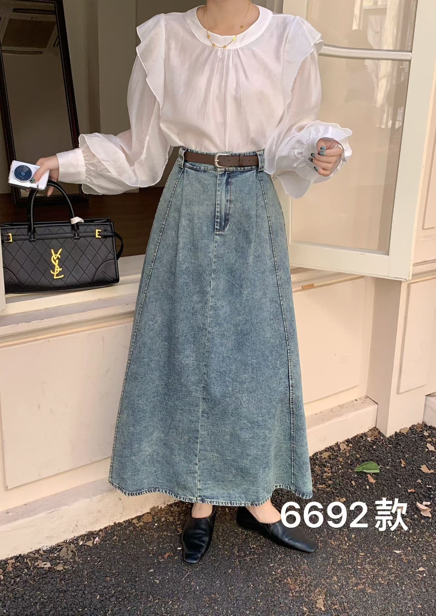 새로운 데님 반신 스커트 상세 이미지 8