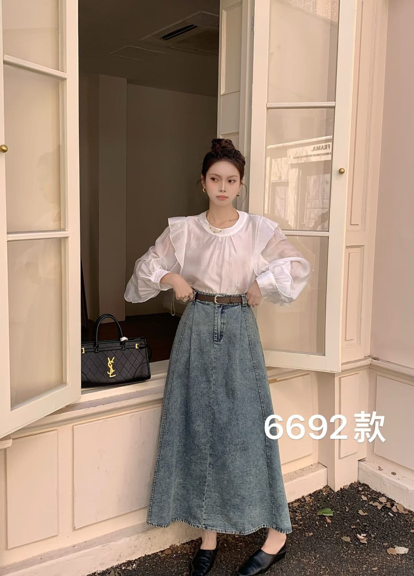 새로운 데님 반신 스커트 상세 이미지 9